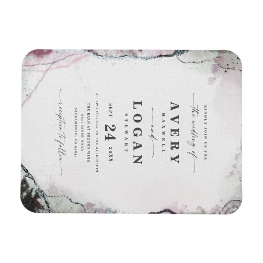 Etheral Lila Paars & Green Wedding Invitation Magneet (Horizontaal)
