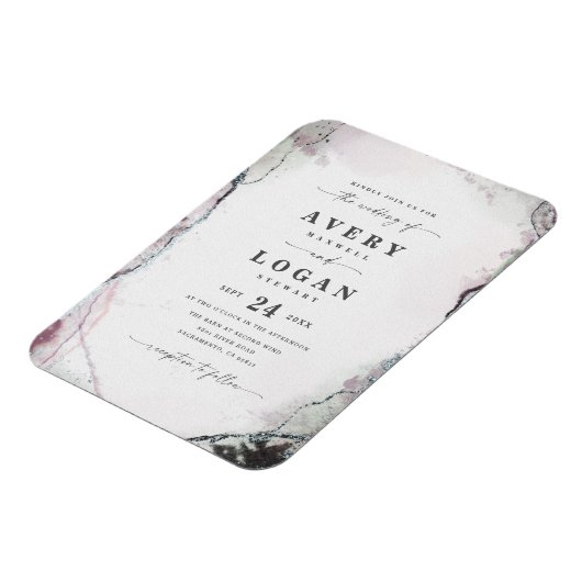 Etheral Lila Paars & Green Wedding Invitation Magneet (Linkerzijde)