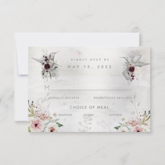 Etheral Love Wedding 3 Meal Choice RSVP Card (Voorkant)