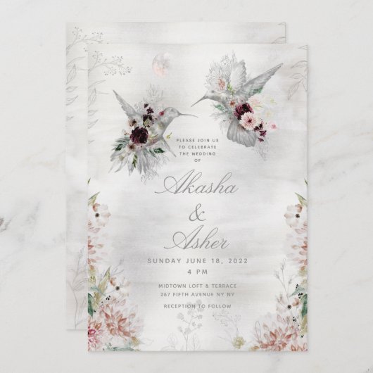 Etheral Love Wedding Invitation Suite Kaart (Voorkant / Achterkant)