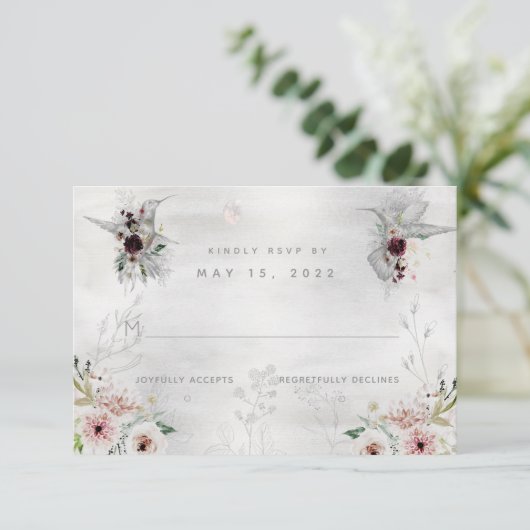 Etheral Love Wedding No Meal Choice RSVP Card Kaartje (Staand voorkant)