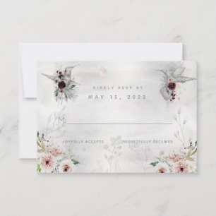 Etheral Love Wedding No Meal Choice RSVP Card Kaartje