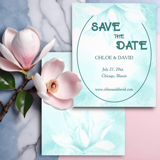 Etheral Magnolia Budget Wedding Save the Date Flyer