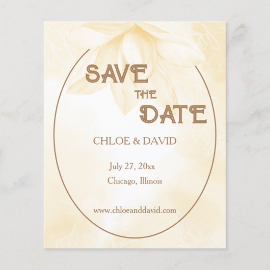 Etheral Magnolia Budget Wedding Save the Date Flyer (Voorkant)
