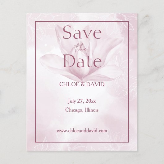 Etheral Magnolia, Budget Weduwnaar sparen de datum (Voorkant)