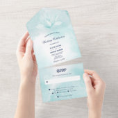 Etheral Magnolia Flower, Wedding All In One Uitnodiging (Afscheurbaar)