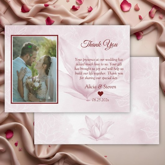 Etheral Magnolia Flower, Wedding Bedankkaart