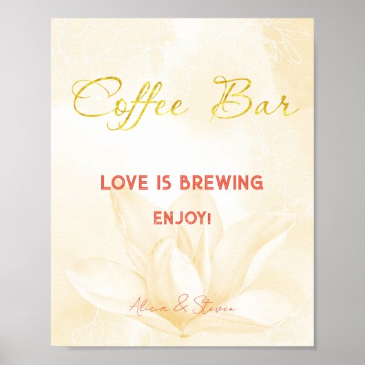 Etheral Magnolia Flower, Wedding Coffee Bar Poster (Voorkant)