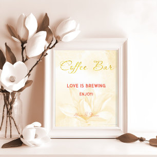Etheral Magnolia Flower, Wedding Coffee Bar Poster