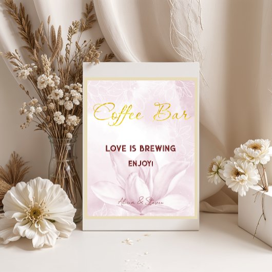 Etheral Magnolia Flower, Wedding Coffee Bar Poster