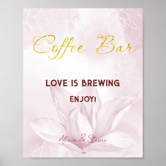 Etheral Magnolia Flower, Wedding Coffee Bar Poster (Voorkant)