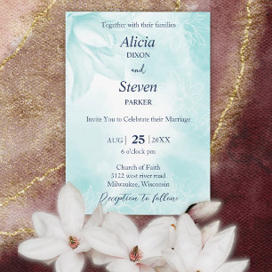 Etheral Magnolia Flower, Wedding Kaart