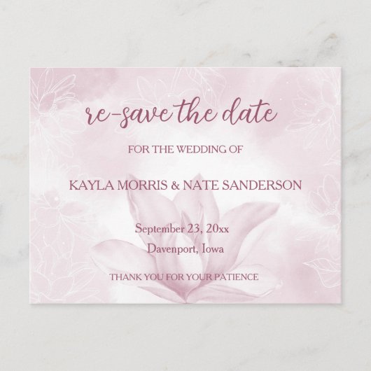 Etheral Magnolia Flower, Wedding Re Save the Date Briefkaart (Voorkant)