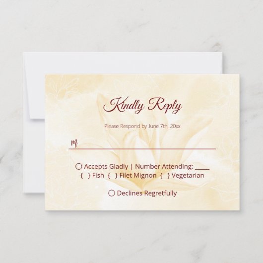 Etheral Magnolia Flower, Wedding RSVP Kaartje (Voorkant)