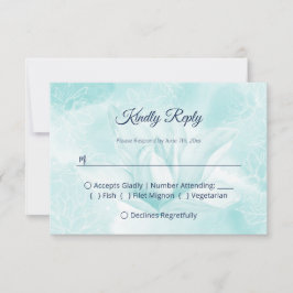 Etheral Magnolia Flower, Wedding RSVP Kaartje
