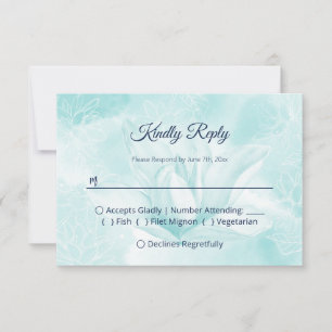 Etheral Magnolia Flower, Wedding RSVP Kaartje