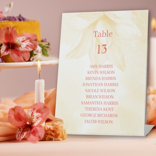 Etheral Magnolia Flower, Wedtable Table Number Reclamebord Met Voetstuk