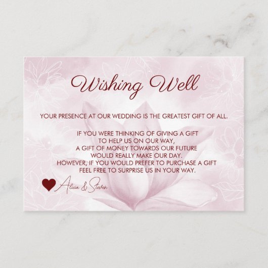 Etheral Magnolia Flower, Wishing Well Informatiekaartje (Voorkant)