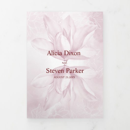 Etheral Magnolia, Wedding Drieluik Uitnodiging (Cover)