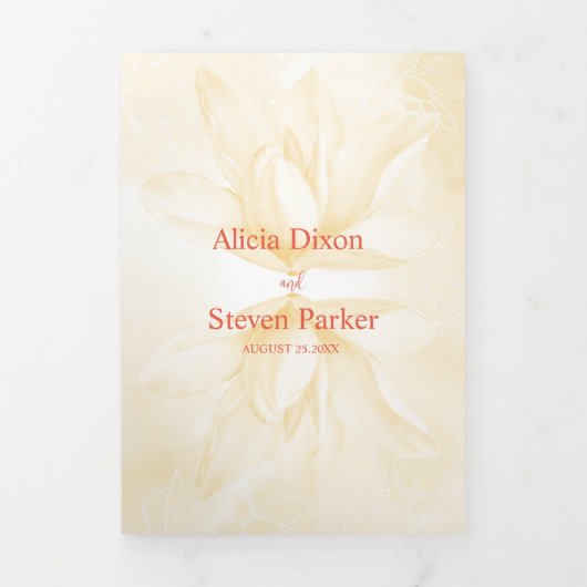 Etheral Magnolia, Wedding Drieluik Uitnodiging (Cover)