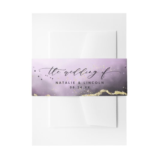 Etheral Mist Ombre Amethyst Wedding Monogram Uitnodigingen Wikkel (Voorkant Voorbeeld)