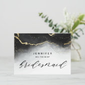 Etheral Mist Ombre Black Grey Bridesmaid Voorstel (Staand voorkant)