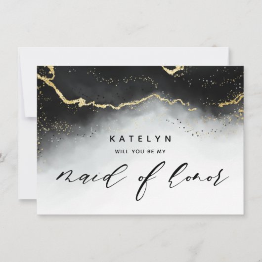 Etheral Mist Ombre Black Maid of Honor proposal (Voorkant)