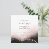 Etheral Mist Ombre Blush Luxury Square Wedding Kaart (Staand voorkant)