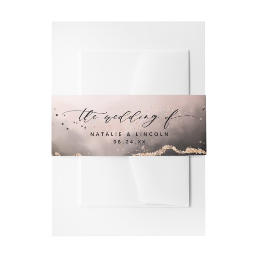 Etheral Mist Ombre Blush Pink Wedding Monogram Uitnodigingen Wikkel (Voorkant Voorbeeld)