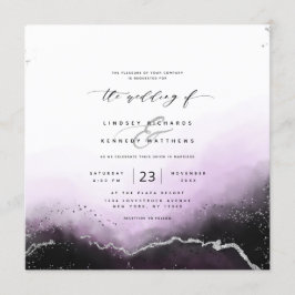 Etheral Mist Ombre Violet Luxury Square Wedding Kaart