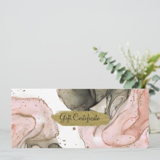 Etheral Moody Pink Black Gold Gift Certificate Kaart (Staand voorkant)