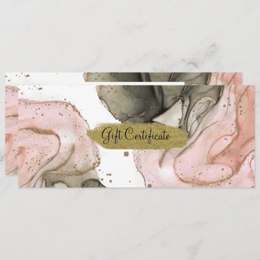 Etheral Moody Pink Black Gold Gift Certificate Kaart (Voorkant / Achterkant)