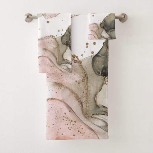 Etheral Moody Pink Black Gold Inky Fantasy Glam Bad Handdoek (Insitu)