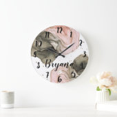 Etheral Moody Pink Black Gold Inky Fantasy Glam Grote Klok (Huis)