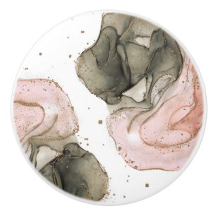 Etheral Moody Pink Black Gold Inky Fantasy Glam Keramische Knop