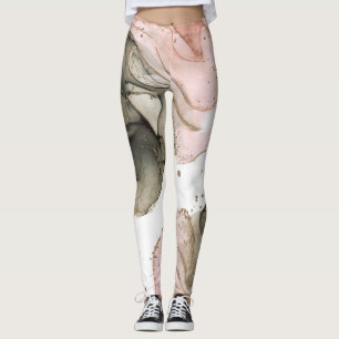 Etheral Moody Pink Black Gold Inky Fantasy Glam Leggings