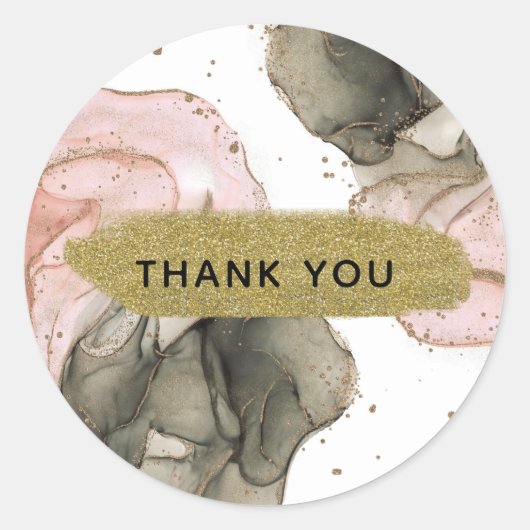 Etheral Moody Pink Black Gold Inky Fantasy Glam Ronde Sticker (Voorkant)
