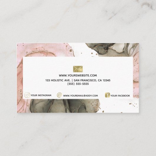 Etheral Moody Pink Black Gold Inky Fantasy Glam Visitekaartje (Achterkant)