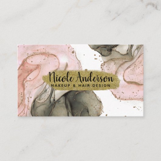 Etheral Moody Pink Black Gold Inky Fantasy Glam Visitekaartje (Voorkant)