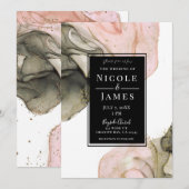 Etheral Moody Pink Black Gold Inky Wedding Kaart (Voorkant / Achterkant)