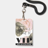 Etheral Moody Pink Black Gold VIP Party Pass Badge (Achterkant met lanyard)