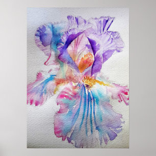 Etheral Paars Iris Floral Waterverf Poster