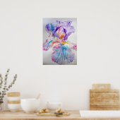 Etheral Paars Iris Floral Waterverf Poster (Keuken)