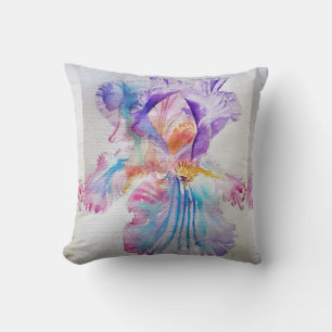 Etheral Paars Iris Waterverf floral Cushion Kussen