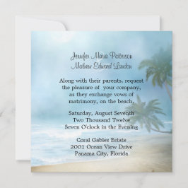 Etheral Palm Trees & Beach Wedding Invitation Kaart
