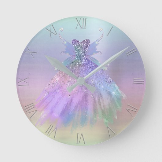 Etheral Pastel Holographic Fairy Wing Gown Ronde Klok (Voorkant)
