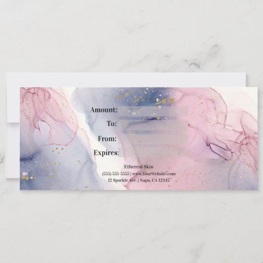 Etheral Periwinkle Pink Gold Gift Certificate Kaart (Achterkant)