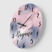 Etheral Periwinkle Pink & Gold Inky Fantasy Glam Grote Klok (Hoek)