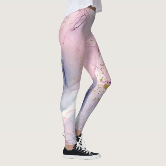 Etheral Periwinkle Pink & Gold Inky Fantasy Glam Leggings (Rechts)