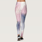 Etheral Periwinkle Pink & Gold Inky Fantasy Glam Leggings (Achterkant)